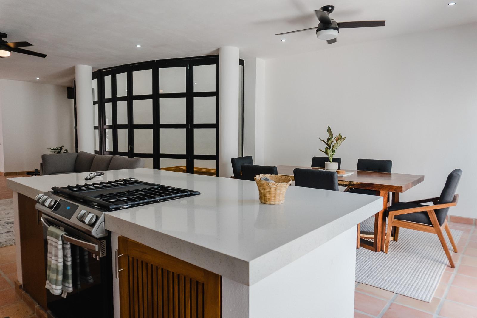 Kitchen and dining space in the house