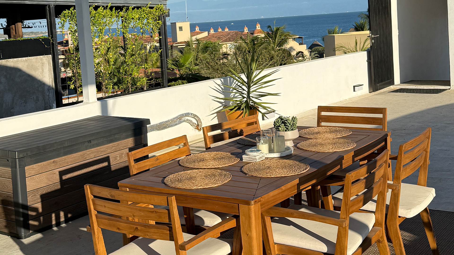 Rooftop dining at golden hour